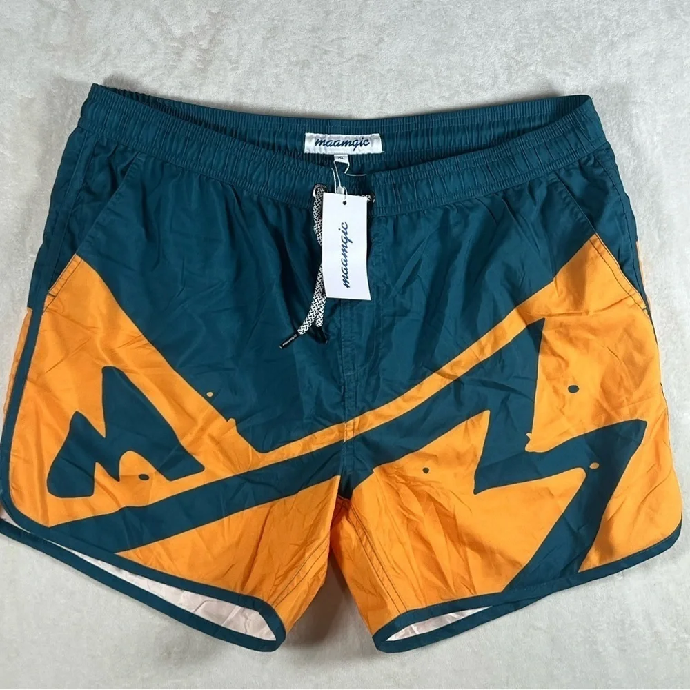NWT Maamgic Men's Swim Trunks - Teal and Orange